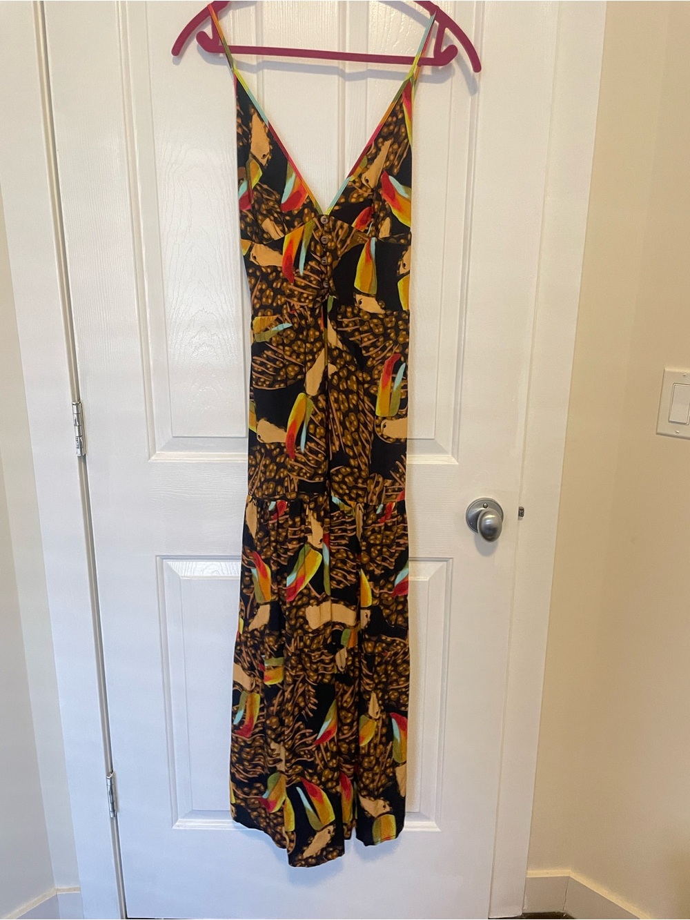 FARM Rio Black Multi-Color Print Midi Dress